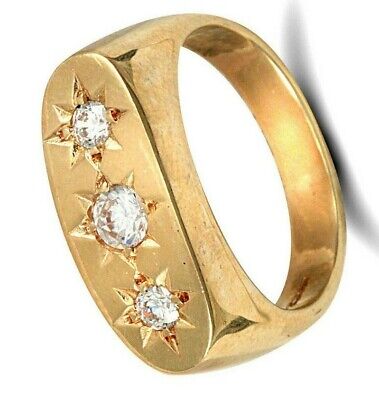 Men's Three Stone Ring Trilogy Engagement Solid 9 Carat Hallmarked British Made