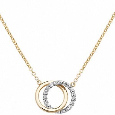 9ct Yellow Gold  Ladies Gemstone 16 + 2 Inch Necklet Hallmarked