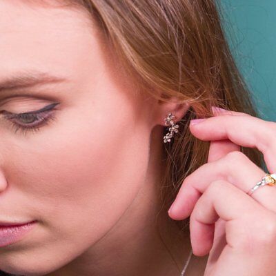 Daisy Cluster Stud Earrings Sterling Silver 925 Hallmarked Detail Studs