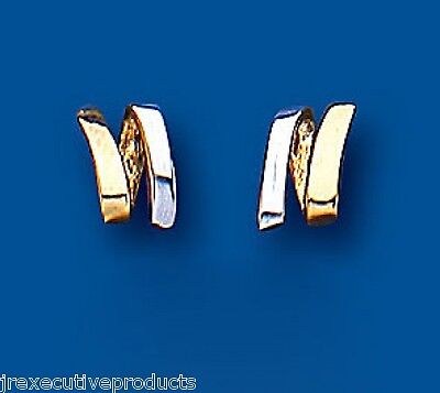 Two Colour Gold Stud Earrings Solid 9ct Yellow and White Gold Studs British Made