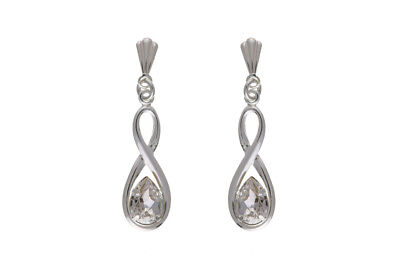 Twist Earrings Sterling Silver Drop Drops Dangle Austrian Crystal