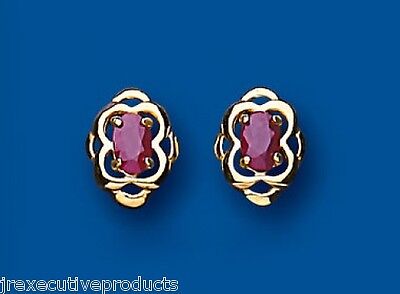 9ct Gold Ruby Celtic Stud Earrings July Birthstone Hallmarked