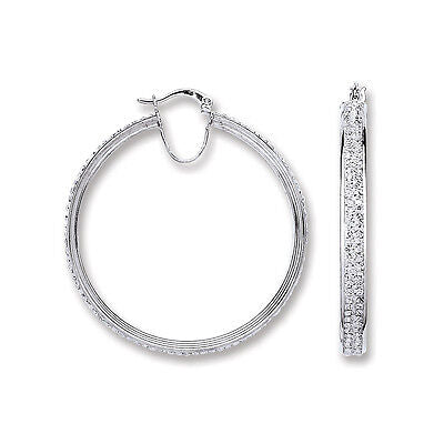 Hoop Earrings Creole Silver Hoops Rhodium Plated Sterling Silver