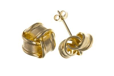 Yellow Gold Knot Stud Earrings Solid 9 Carat Studs 8mm British Made