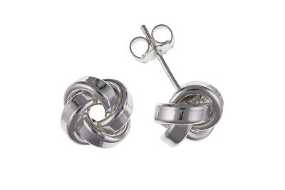 Silver Knot Stud Earrings 10mm Studs 925 Hallmark