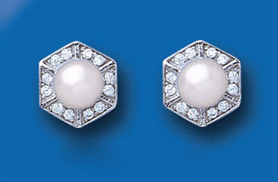 Freshwater Cultured Pearl Earrings Solid Sterling Silver Stud Studs 925 Hallmark