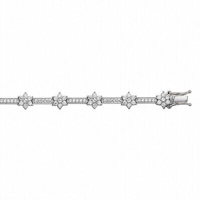 Ladies Flower Gemstone Tennis Bracelet Solid Sterling Silver Hallmared
