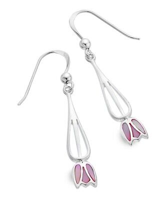 Mackintosh Pink Tulip Earrings Pink Mother of Pearl Drops 925 Sterling Silver