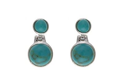 Turquoise Silver Drop Earrings Drops 925 hallmark Real Stone