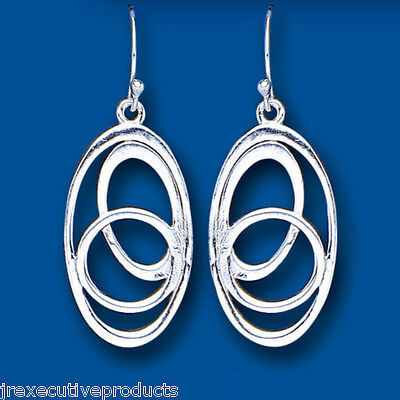 Sterling Silver Swirl Earrings Drops 925 Hallmark British Made