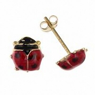 9ct Ladybird Stud Earrings Yellow Gold Insect Studs British Made