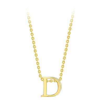 Capital D Initial Pendant 9ct Yellow Gold Ladies Complete With Gold Chain