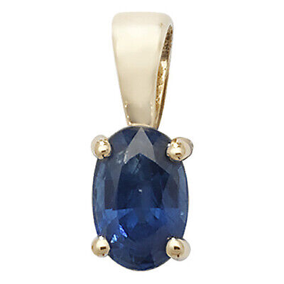 Sapphire Pendant and Earrings Set Oval Solitaire 9ct Yellow Gold Hallmarked
