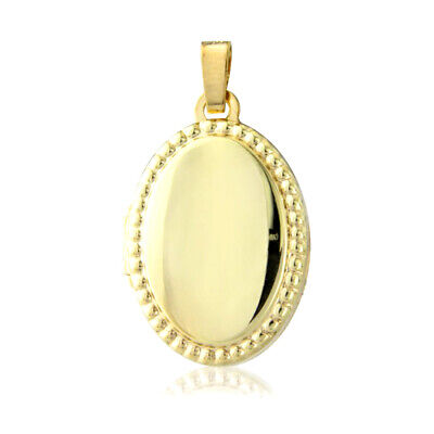 Oval Beaded Edge Locket 9ct Yellow Gold Hallmarked British Made 18 x 14mm