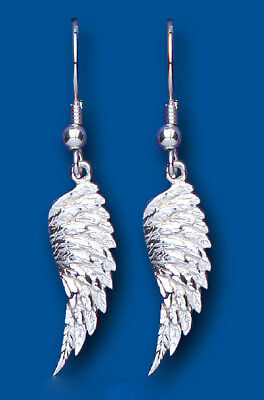 Silver Textured Wing Pendant & Chain Solid Sterling Silver 925 Hallmark 16 - 18"
