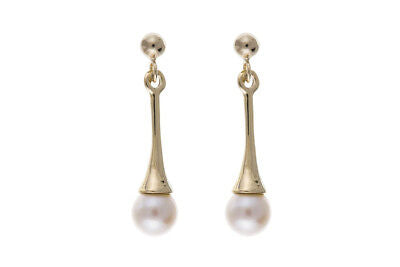 Pearl Set Yellow Gold Pendant and Earrings Drops Hallmarked British Made