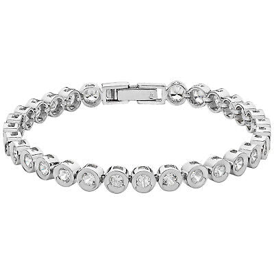 Ladies Rubover Set Gemstone Tennis Bracelet Solid Sterling Silver Hallmarked