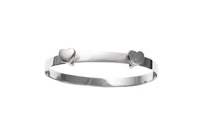 Solid Silver Child's Bangle Heart Design Adjustable 3 - 7 years