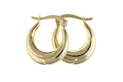 Gold Creole Earrings Yellow Gold Hoop Earrings Plain Gold Hoops 14mm Hallmarked