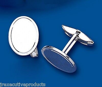 Oval Cufflinks Solid Sterling Silver Plain Oval Cufflinks 17 x 13mm