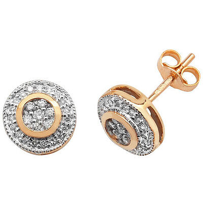 Diamond Halo Stud Earrings 9ct Yellow Gold 0.25ctw Studs