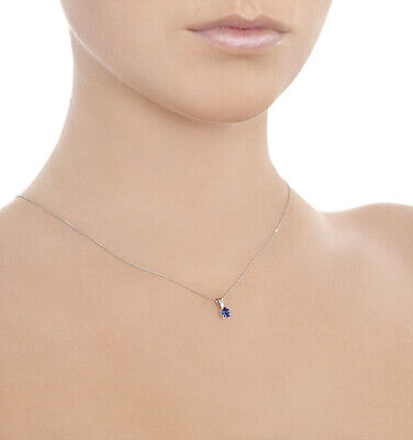 Sapphire Pendant and Earrings Set Classic Solitaire 9ct White Gold Hallmarked
