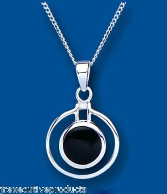 Real Onyx Silver Pendant Natural Stone Necklace 18" Chain 925 Hallmark