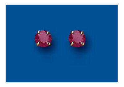 9ct Gold Ruby Earrings 5mm Round Stud Solitaire July Birthstone Hallmarked