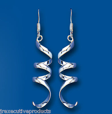 Sterling Silver Spiral Earrings Drops 925 Hallmark
