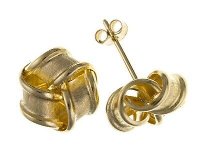 9ct Knot Stud Earrings 7mm Studs Solid 9 Carat Yellow Gold British Made