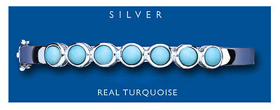 Turquoise Bangle Solid Sterling Silver Natural Stone Hallmarked Hinged