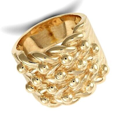 Yellow Gold Keeper Ring 4 Row Solid VERY Heavy 9 Carat Hallmark British made