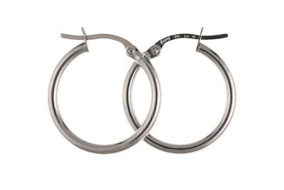 White Gold Hoop Earrings Hoops Creole 18mm Hallmarked