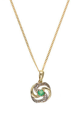 Emerald Pendant and Earring Set Solid Yellow Gold Hallmarked Stud Earrings