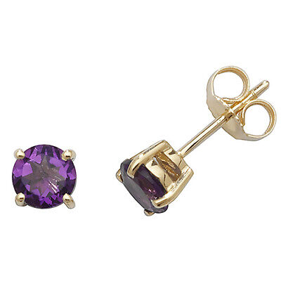 Amethyst Pendant and Earrings Set Classic Solitaire 9ct Yellow Gold Hallmarked