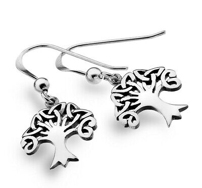 Tree of Life Earrings Drop Celtic Sterling Silver 925 Hallmarked Drops