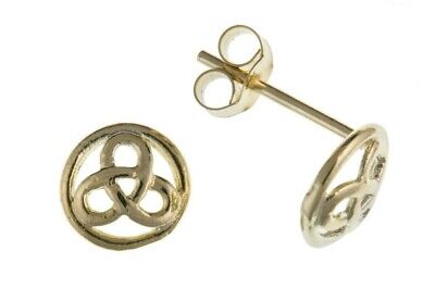Yellow Gold Celtic Stud Earrings 7mm Round Studs Solid 9 Carat British Made