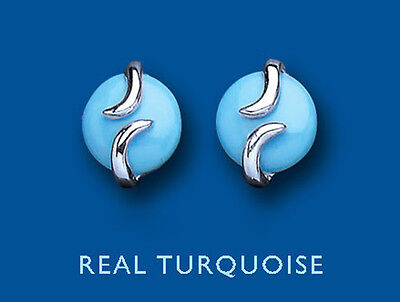 Real Turquoise Stud Earrings Sterling Silver Studs Natural Stone 9mm Hallmark
