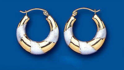 Gold Hoop Earrings Creole Two Colour White and Yellow Gold Hoops 20mm