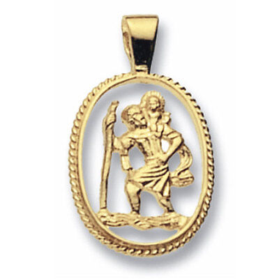 Yellow Gold St. Christopher Pendant Cut Out Design British made Hallmarked
