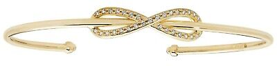 Yellow Gold Infinity Bangle Torque Cuff Gemstone Hallmarked British Made Hinged
