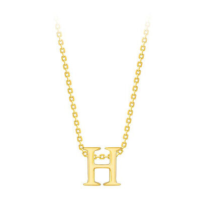 Capital H Initial Pendant 9ct Yellow Gold Ladies Complete With Gold Chain
