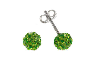 Green Crystal Earrings Sterling Silver Stud 925 Hallmark Studs