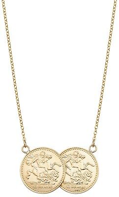 Half Sovereign Necklace Solid Yellow Gold Hallmarked Pendant Necklet 17 "