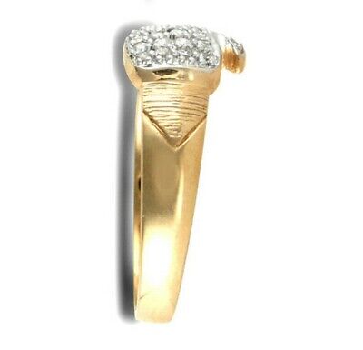 9ct Yellow Gold Cubic Zirconia Boxing Glove Ring Fully Hallmarked