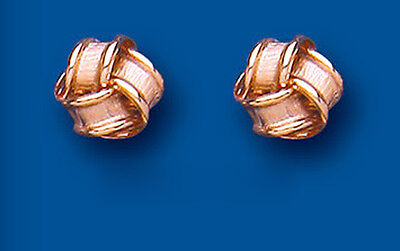 Rose Gold Knot Stud Earrings 8mm 9 Carat 375 Hallmark British Made