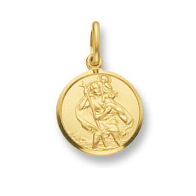 Yellow Gold St. Christopher Pendant 15mm British Made Hallmarked