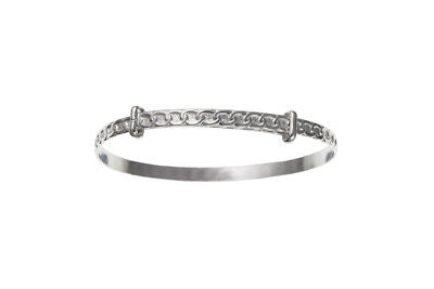 Child's Bangle Solid Silver 7 - 13 Years Link Pattern Expandable