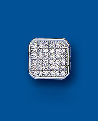 Mens Silver Bling Earring Pave Gemstone Stud 925 hallmark