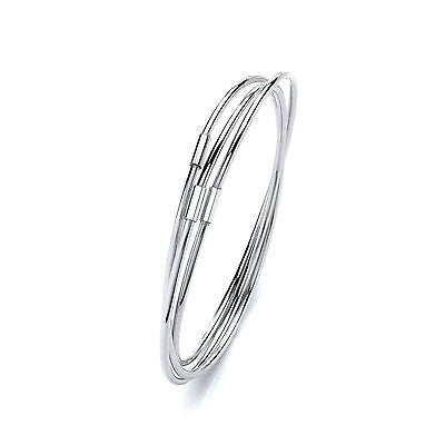 925 Sterling Silver Platinum Plated Russian Bangle